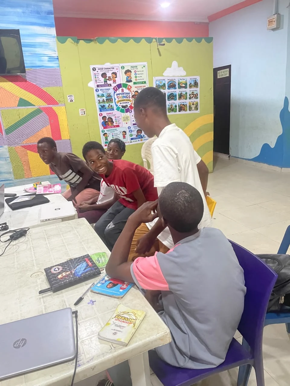 Students sharing ideas during a group activity
